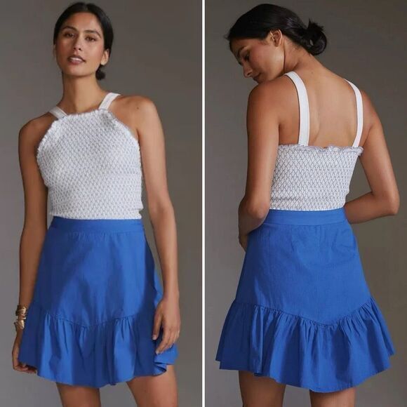 Maeve Dresses & Skirts - Maeve Anthropologie NWT Flounce Mini Skirt in Blue Size 6